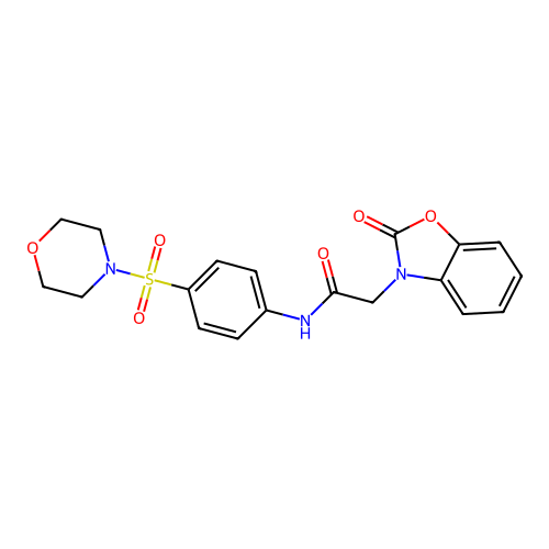 N-(4-morpholin-4-ylsulfonylphenyl)-2-(2-oxo-1,3-benzoxazol-3-yl)acetamide structure