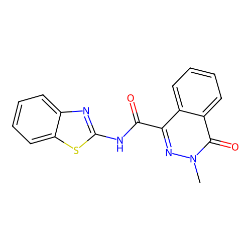 N-(1,3-benzothiazol-2-yl)-3-methyl-4-oxo-3,4-dihydrophthalazine-1-carboxamide structure