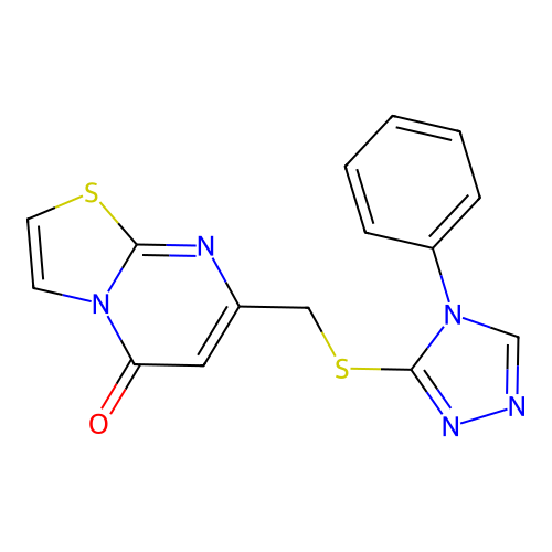 7-{[(4-phenyl-4H-1,2,4-triazol-3-yl)sulfanyl]methyl}-5H-[1,3]thiazolo[3,2-a]pyrimidin-5-one structure