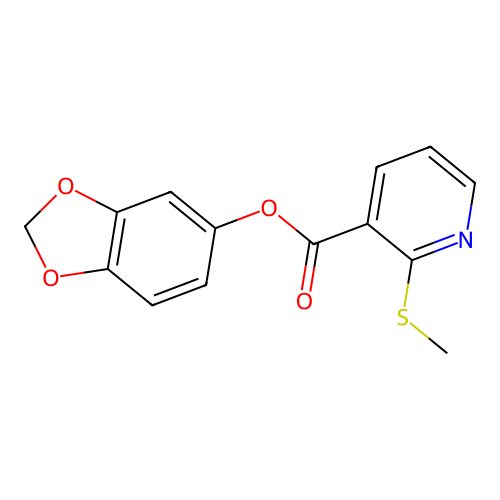 Benzo[d][1,3]dioxol-5-yl 2-(methylthio)nicotinate structure