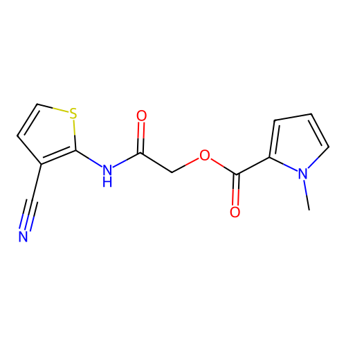 [2-[(3-Cyanothiophen-2-yl)amino]-2-oxoethyl] 1-methylpyrrole-2-carboxylate structure