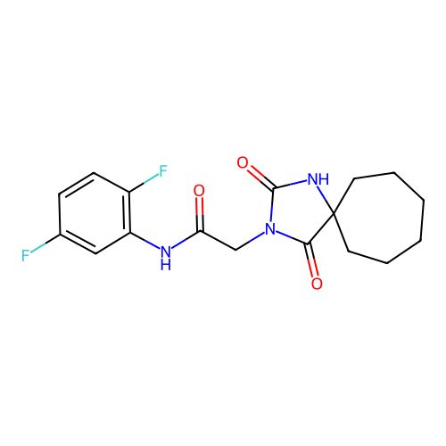N-(2,5-difluorophenyl)-2-{2,4-dioxo-1,3-diazaspiro[4.6]undecan-3-yl}acetamide structure