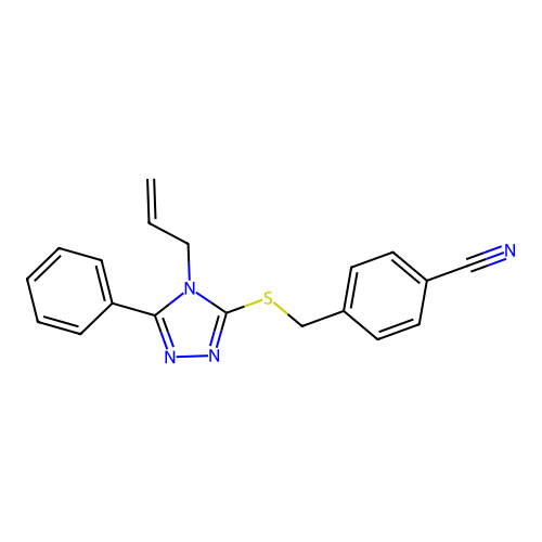 4-(4-Allyl-5-phenyl-4H-[1,2,4]triazol-3-ylsulfanylmethyl)-benzonitrile structure
