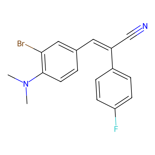 (E)-3-[3-bromo-4-(dimethylamino)phenyl]-2-(4-fluorophenyl)prop-2-enenitrile structure