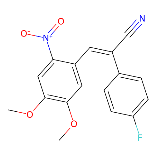 (E)-3-(4,5-dimethoxy-2-nitrophenyl)-2-(4-fluorophenyl)prop-2-enenitrile structure