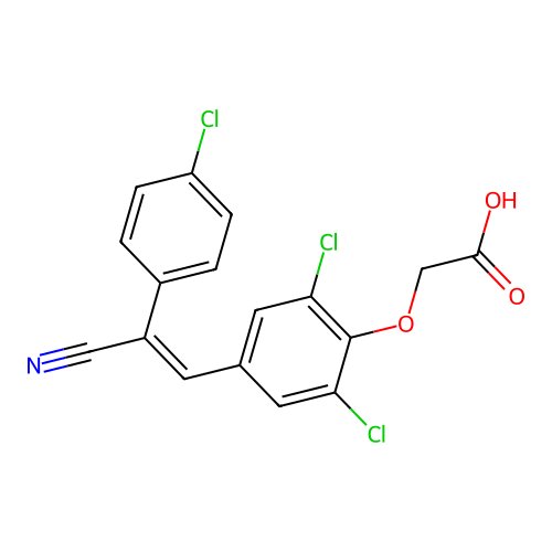 {2,6-dichloro-4-[(E)-2-(4-chlorophenyl)-2-cyanoethenyl]phenoxy}acetic acid structure