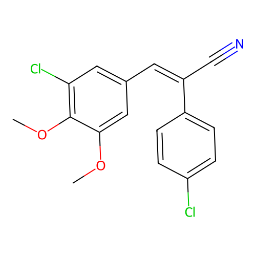 (E)-3-(3-chloro-4,5-dimethoxyphenyl)-2-(4-chlorophenyl)prop-2-enenitrile structure