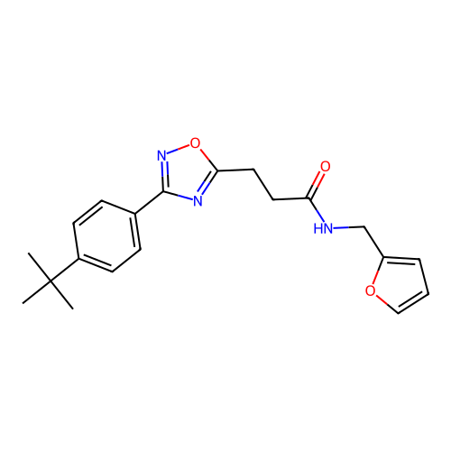 3-[3-(4-tert-butylphenyl)-1,2,4-oxadiazol-5-yl]-N-(furan-2-ylmethyl)propanamide structure