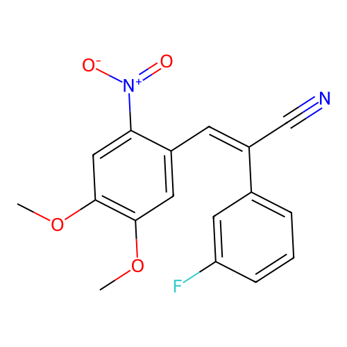 (E)-3-(4,5-dimethoxy-2-nitrophenyl)-2-(3-fluorophenyl)prop-2-enenitrile structure