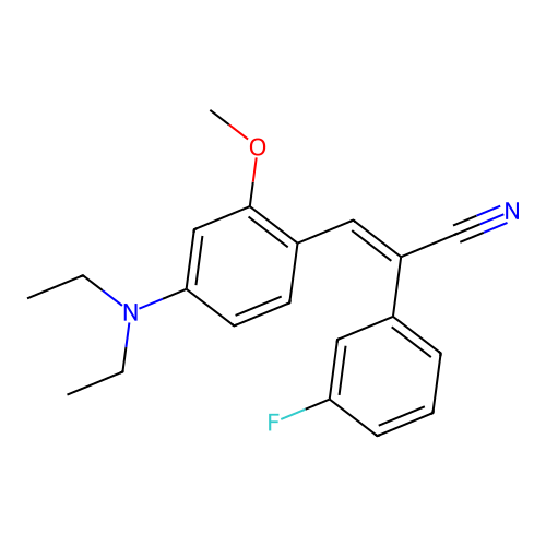 (E)-3-[4-(diethylamino)-2-methoxyphenyl]-2-(3-fluorophenyl)prop-2-enenitrile structure