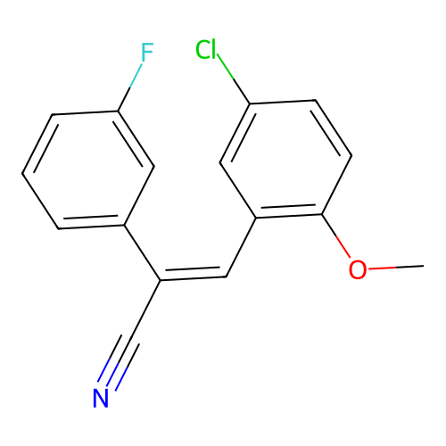 (E)-3-(5-chloro-2-methoxyphenyl)-2-(3-fluorophenyl)prop-2-enenitrile structure
