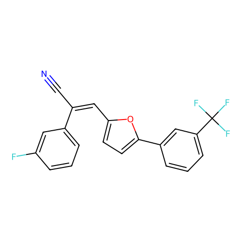 (2E)-2-(3-fluorophenyl)-3-{5-[3-(trifluoromethyl)phenyl]furan-2-yl}prop-2-enenitrile structure