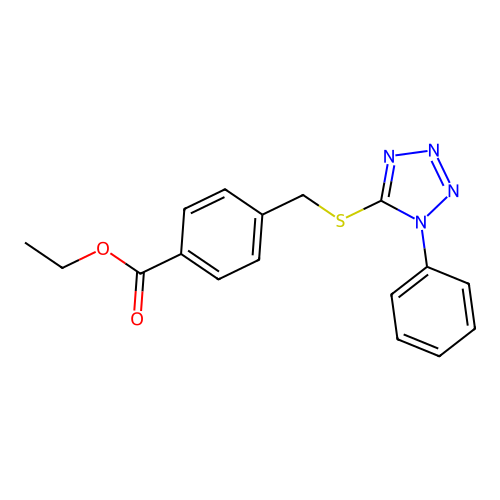 ethyl 4-{[(1-phenyl-1H-tetrazol-5-yl)sulfanyl]methyl}benzoate structure