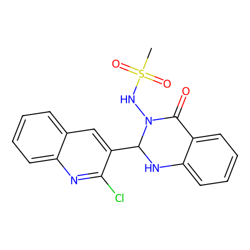 N-(2-(2-chloroquinolin-3-yl)-4-oxo-1,2-dihydroquinazolin-3(4H)-yl)methanesulfonamide structure
