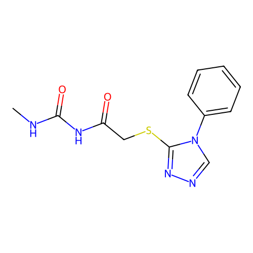 3-methyl-1-{2-[(4-phenyl-4H-1,2,4-triazol-3-yl)sulfanyl]acetyl}urea structure