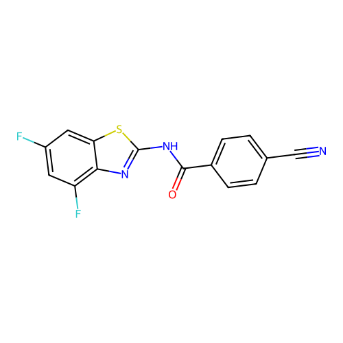 4-cyano-N-(4,6-difluoro-1,3-benzothiazol-2-yl)benzamide structure