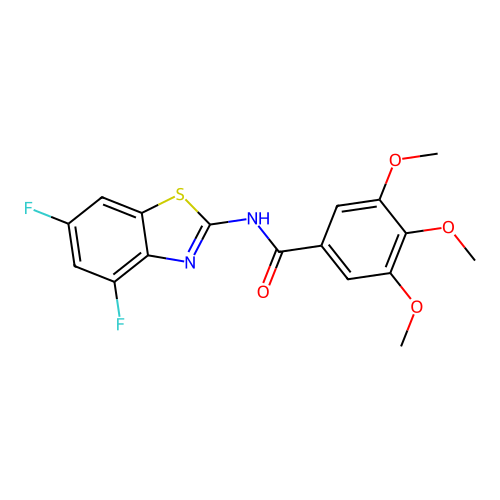 N-(4,6-difluoro-1,3-benzothiazol-2-yl)-3,4,5-trimethoxybenzamide structure