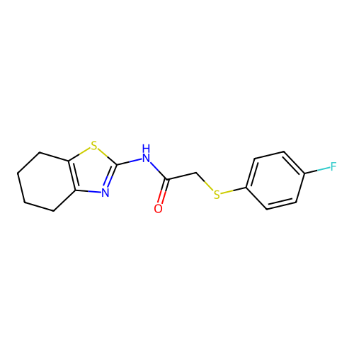 2-((4-fluorophenyl)thio)-N-(4,5,6,7-tetrahydrobenzo[d]thiazol-2-yl)acetamide structure