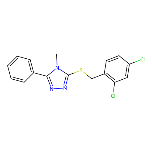 3-[(2,4-Dichlorophenyl)methylthio]-4-methyl-5-phenyl-1,2,4-triazole structure