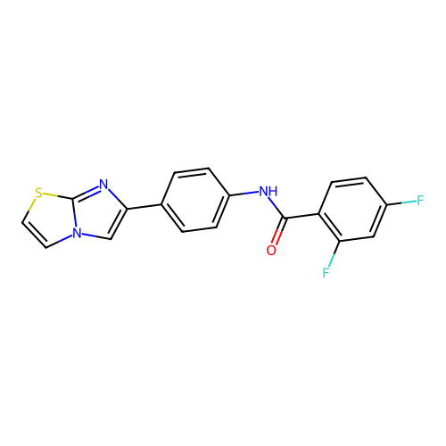 2,4-difluoro-N-(4-(imidazo[2,1-b]thiazol-6-yl)phenyl)benzamide structure