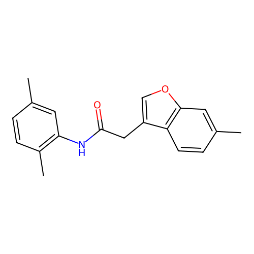 N-(2,5-dimethylphenyl)-2-(6-methyl-1-benzofuran-3-yl)acetamide structure