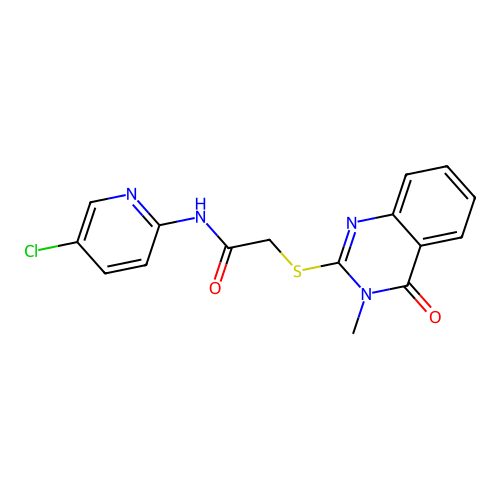 N-(5-chloropyridin-2-yl)-2-((3-methyl-4-oxo-3,4-dihydroquinazolin-2-yl)thio)acetamide structure