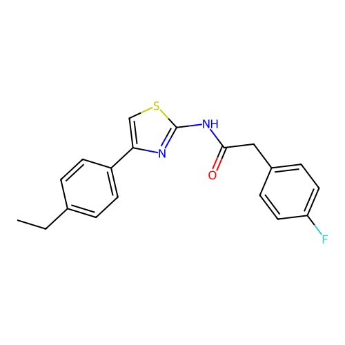 N-[4-(4-ethylphenyl)-1,3-thiazol-2-yl]-2-(4-fluorophenyl)acetamide structure