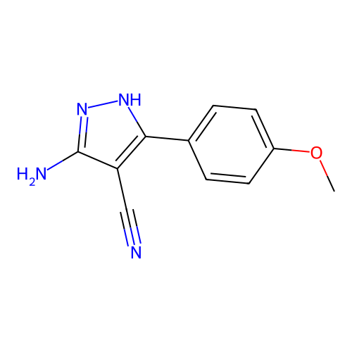 5-amino-3-(4-methoxy-phenyl)-1H-pyrazole-4-carbonitrile structure