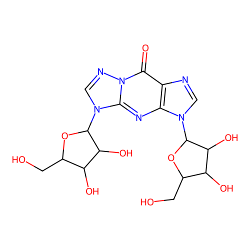 3,5-bis[3,4-dihydroxy-5-(hydroxymethyl)oxolan-2-yl]-[1,2,4]triazolo[1,5-a]purin-9-one structure