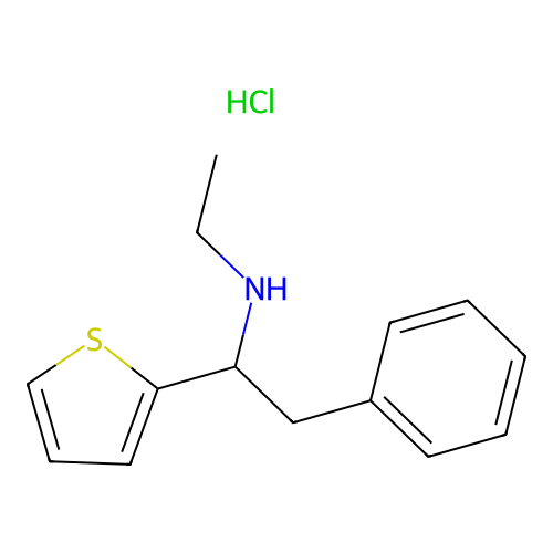 2-Thiophenemethanamine, N-ethyl-alpha-(phenylmethyl)-, hydrochloride (1:1) structure