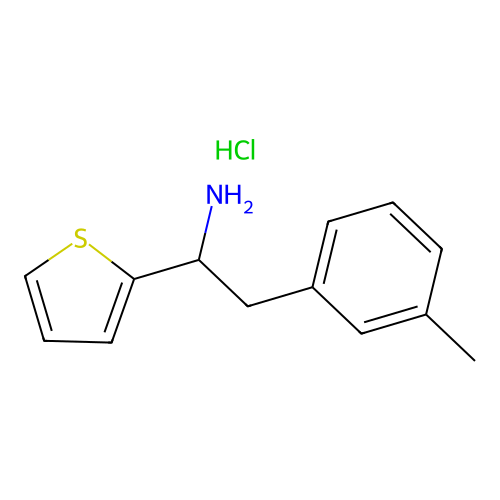 2-(3-Methylphenyl)-1-(thiophen-2-yl)ethan-1-amine--hydrogen chloride (1/1) structure