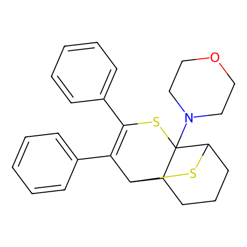 4-(4,5-Diphenyl-2,6-dithiatricyclo[5.4.0.03,8]undec-4-en-7-yl)morpholine structure