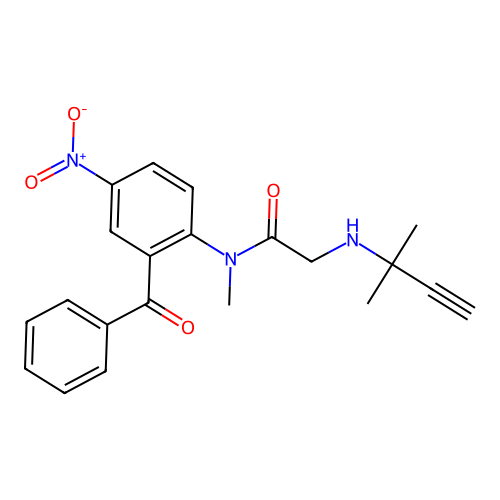 Acetamide, N-(2-benzoyl-4-nitrophenyl)-2-((1,1-dimethyl-2-propynyl)amino)-N-methyl- structure