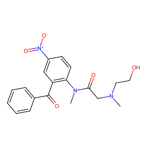 Acetamide, N-(2-benzoyl-4-nitrophenyl)-2-((2-hydroxyethyl)methylamino)-N-methyl- structure