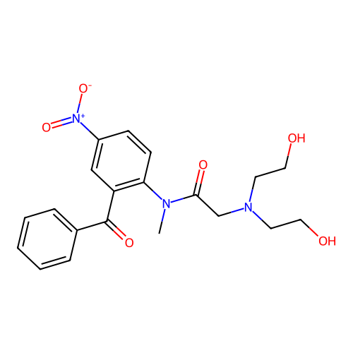 Acetamide, N-(2-benzoyl-4-nitrophenyl)-2-(bis(2-hydroxyethyl)amino)-N-methyl- structure