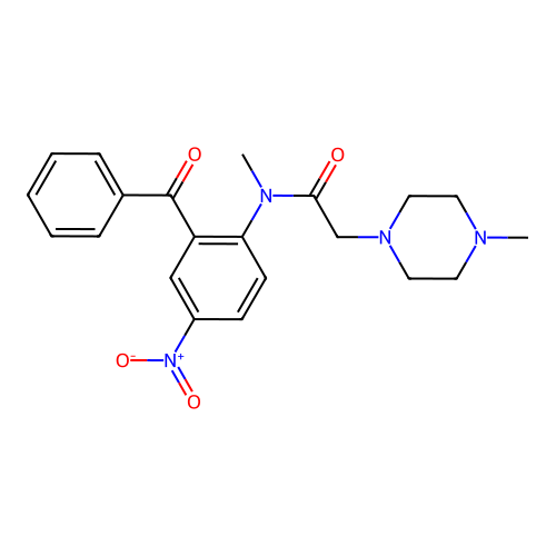 1-Piperazineacetamide, N-(2-benzoyl-4-nitrophenyl)-N,4-dimethyl- structure