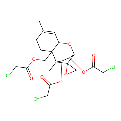 12,13-Epoxytrichothec-9-ene-3,4,15-triyl tris(chloroacetate) structure