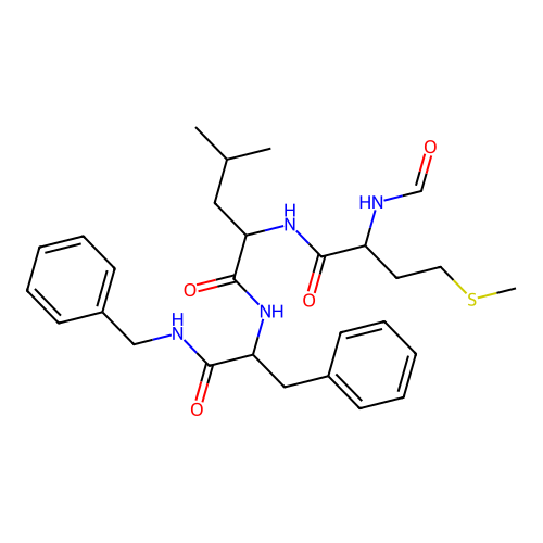 N-Formyl-Met-Leu-Phe benzylamide structure