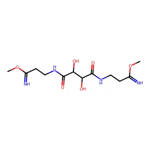 Dimethyl-3,8-diaza-4,7-dioxo-5,6-dihydroxydecanbis(imidate) structure