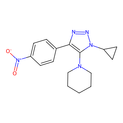 1-[3-Cyclopropyl-5-(4-nitrophenyl)triazol-4-yl]piperidine structure