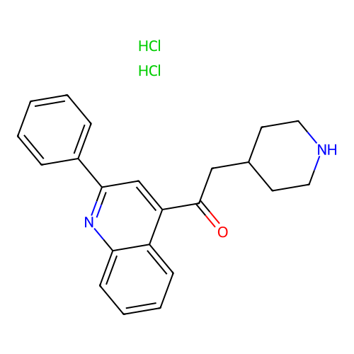 Ethanone, 1-(2-phenyl-4-quinolinyl)-2-(4-piperidinyl)-, dihydrochloride structure