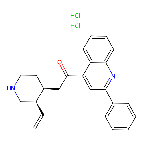 Ethanone, 2-(3-ethenyl-4-piperidinyl)-1-(2-phenyl-4-quinolinyl)-, dihydrochloride, (3R-cis)- structure