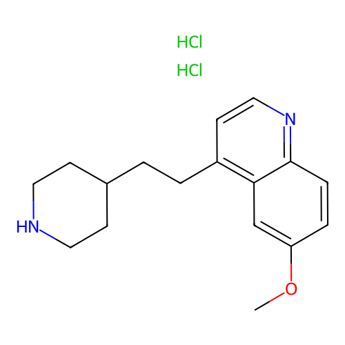 Quinoline, 6-methoxy-4-(2-(4-piperidinyl)ethyl)-, dihydrochloride structure