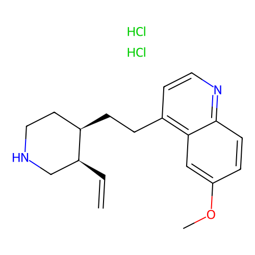 Quinoline, 4-(2-(3-ethenyl-4-piperidinyl)ethyl)-6-methoxy-, dihydrochloride, (3R-cis)- structure