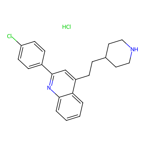 Quinoline, 2-(4-chlorophenyl)-4-(2-(4-piperidinyl)ethyl)-, monohydrochloride structure
