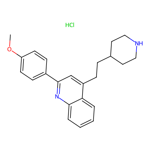 Quinoline, 2-(4-methoxyphenyl)-4-(2-(4-piperidinyl)ethyl)-, monohydrochloride structure