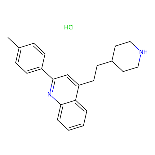Quinoline, 2-(4-methylphenyl)-4-(2-(4-piperidinyl)ethyl)-, monohydrochloride structure