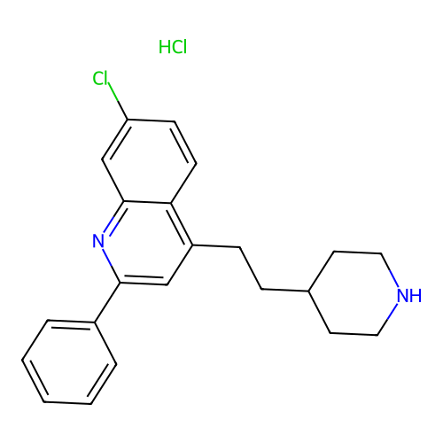 Quinoline, 7-chloro-2-phenyl-4-(2-(4-piperidinyl)ethyl)-, monohydrochloride structure