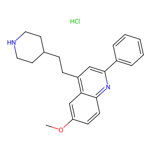 Quinoline, 6-methoxy-2-phenyl-4-(2-(4-piperidinyl)ethyl)-, monohydrochloride structure