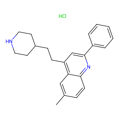 Quinoline, 6-methyl-2-phenyl-4-(2-(4-piperidinyl)ethyl)-, monohydrochloride structure